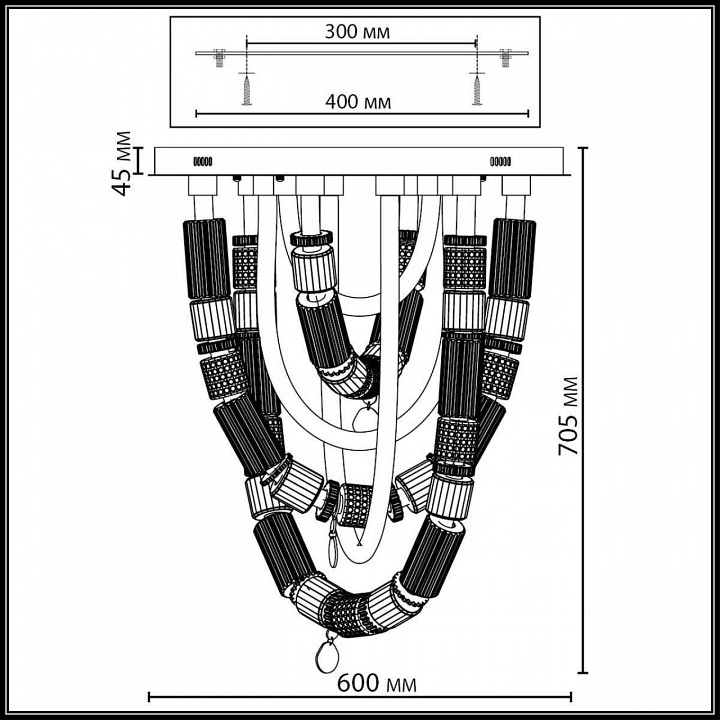 Потолочная люстра odeon light collier 5455/80cl