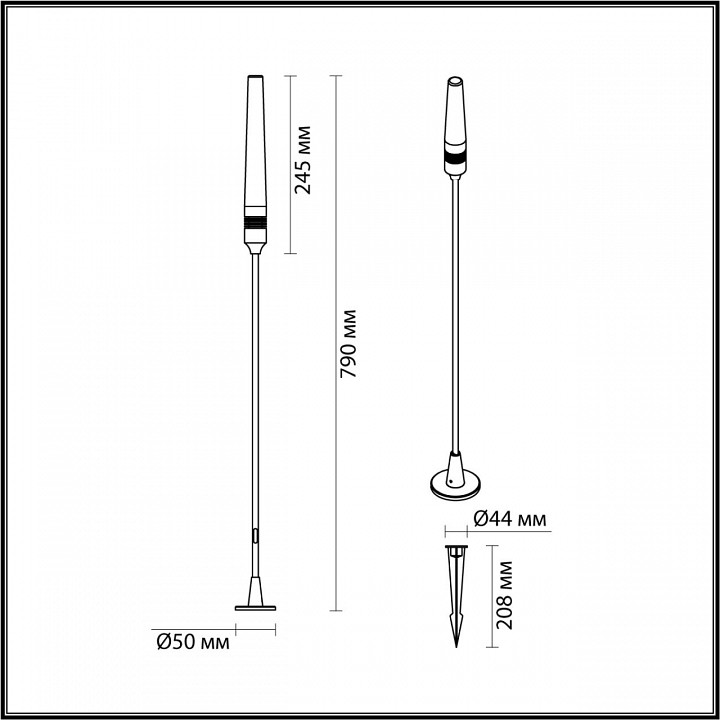 Наземный низкий светильник odeon light canna 7020/4gl