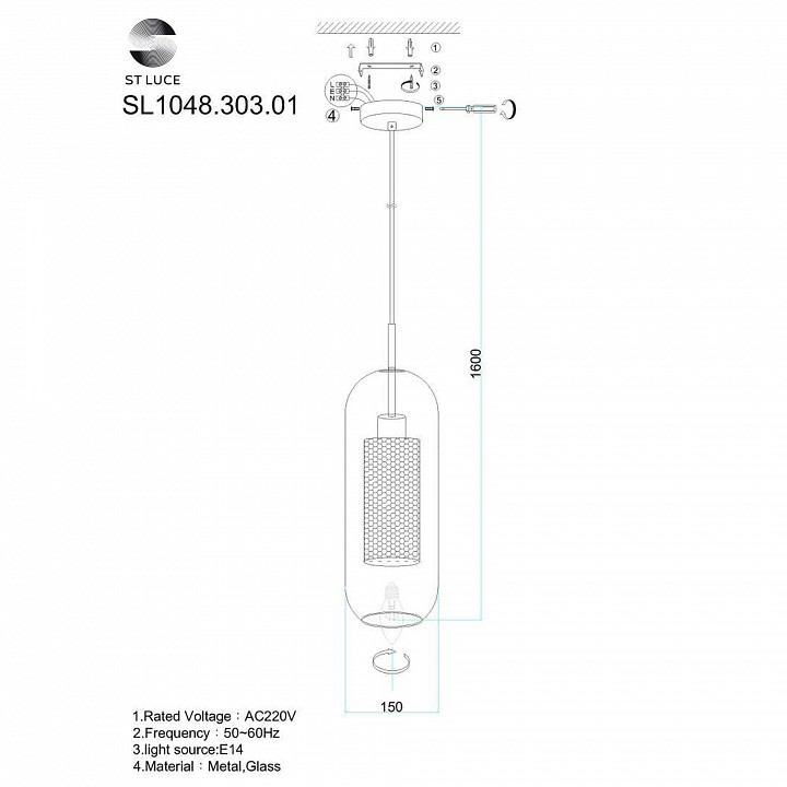 Подвесной светильник st-luce gerrit sl1048.303.01