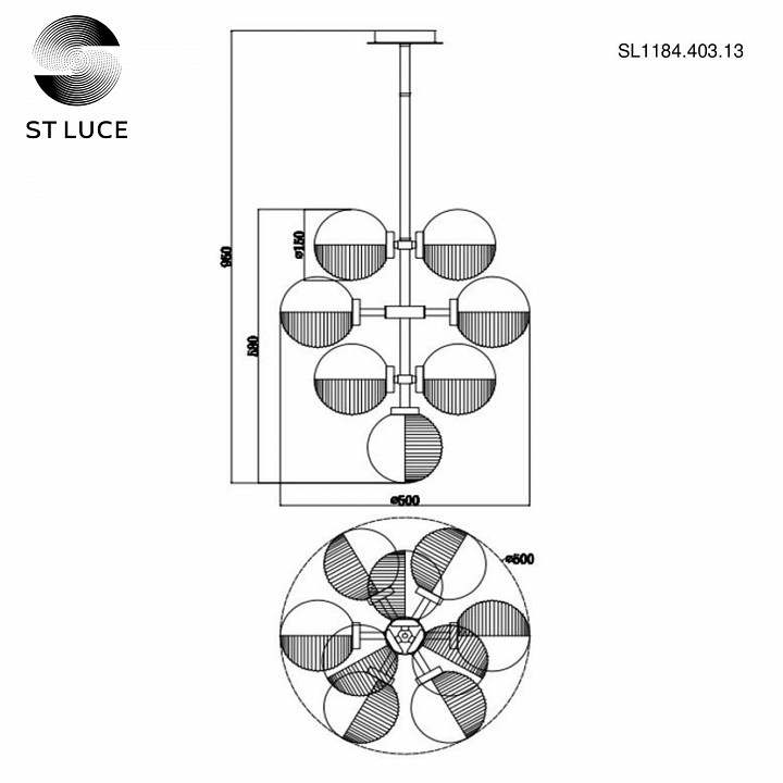 Люстра на штанге st-luce todo sl1184.403.13
