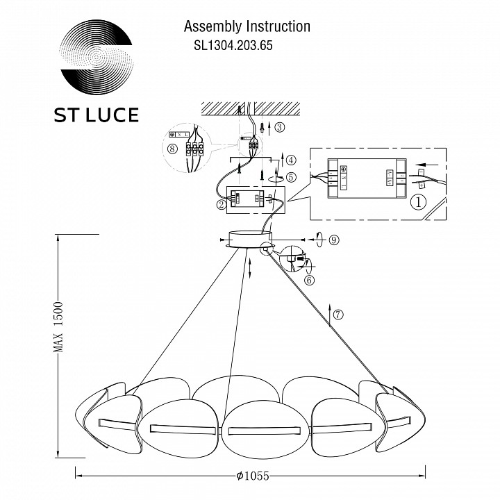 Подвесная люстра st-luce etoile sl1304.203.65
