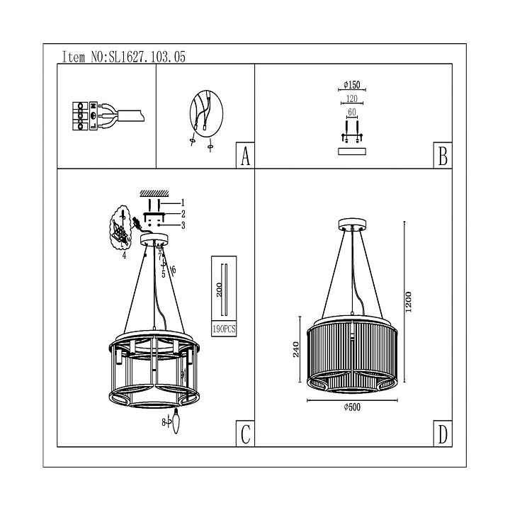 Подвесная люстра st-luce velletri sl1627.103.05
