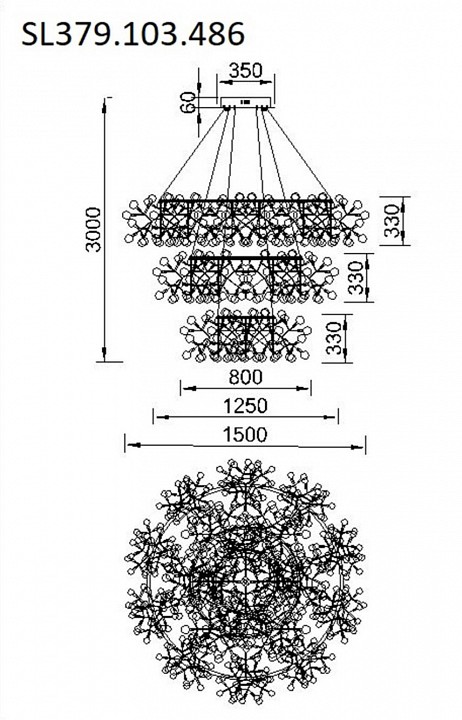 Подвесная люстра st-luce rafina sl379.103.486