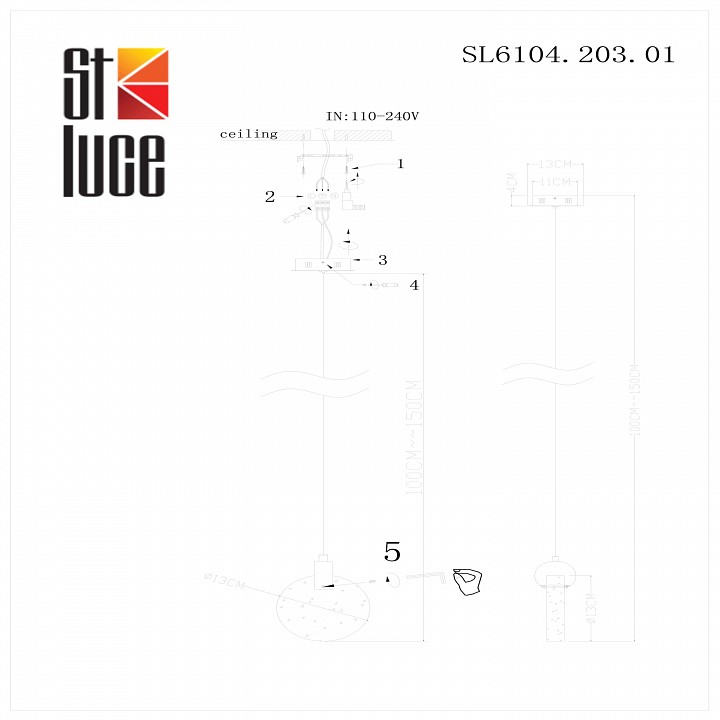 Подвесной светильник st-luce montecelio sl6104.203.01