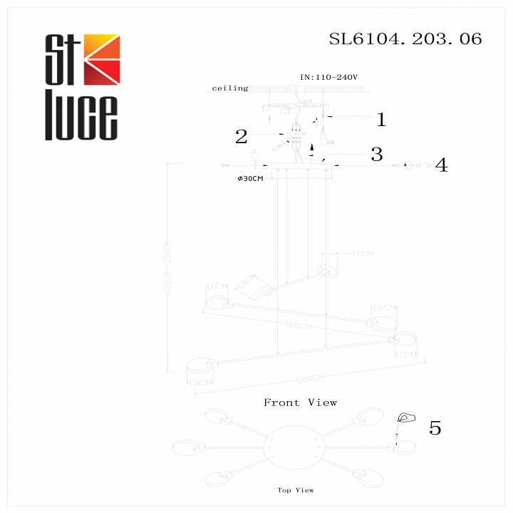 Подвесная люстра st-luce montecelio sl6104.203.06