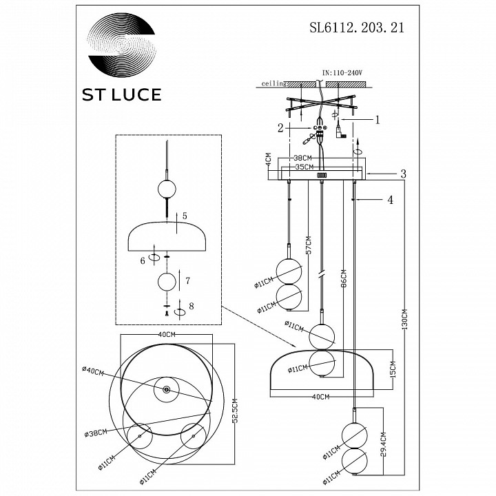 Подвесной светильник st-luce ode sl6112.203.21