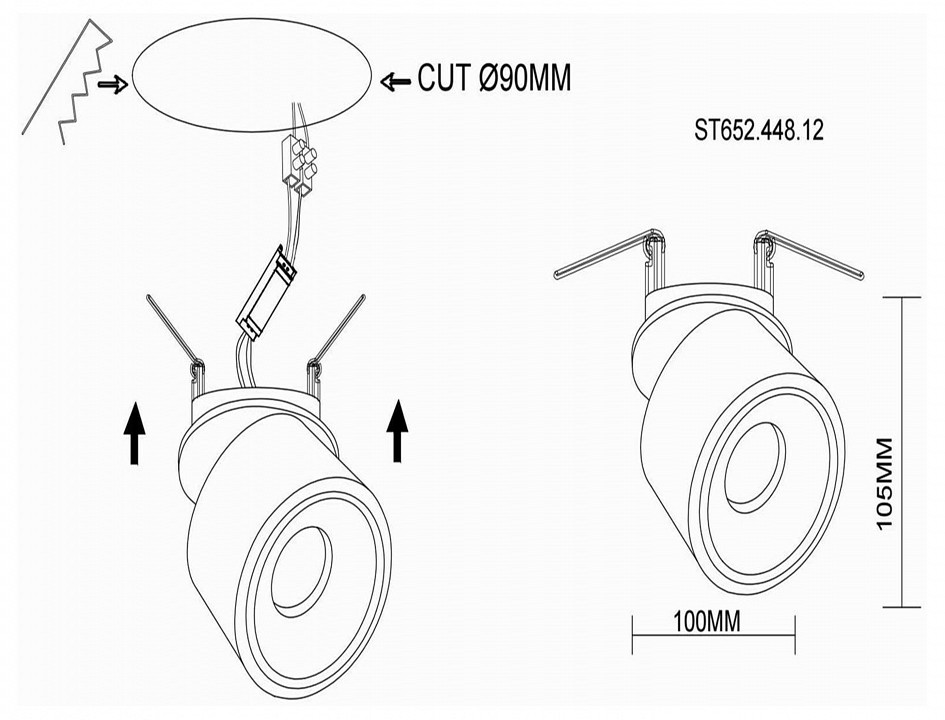 Встраиваемый светильник на штанге st-luce st652 st652.448.12