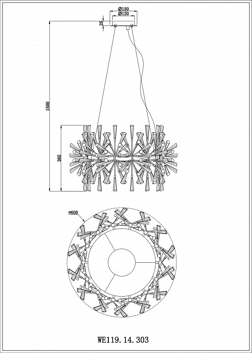 Подвесная люстра wertmark floriane we119.14.303