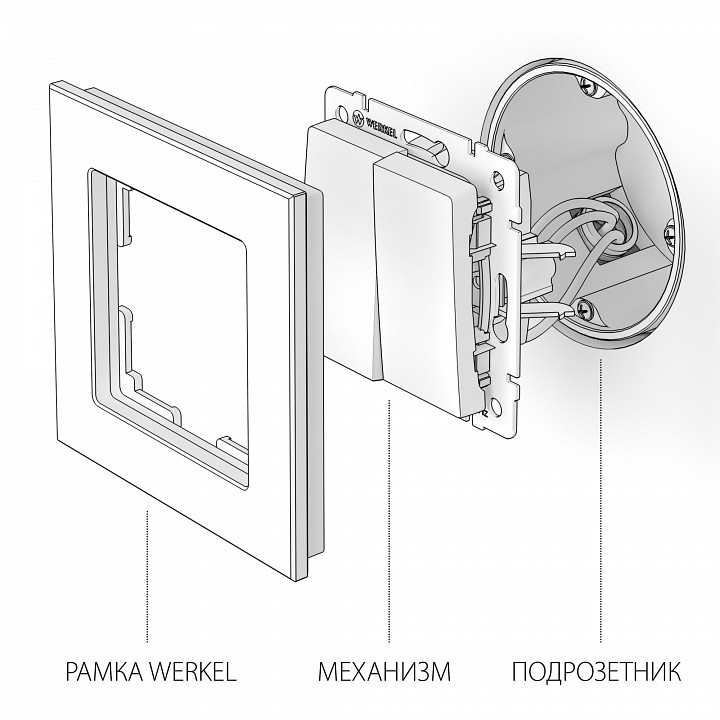 Выключатель двухклавишный без рамки werkel графит рифленый w1120004