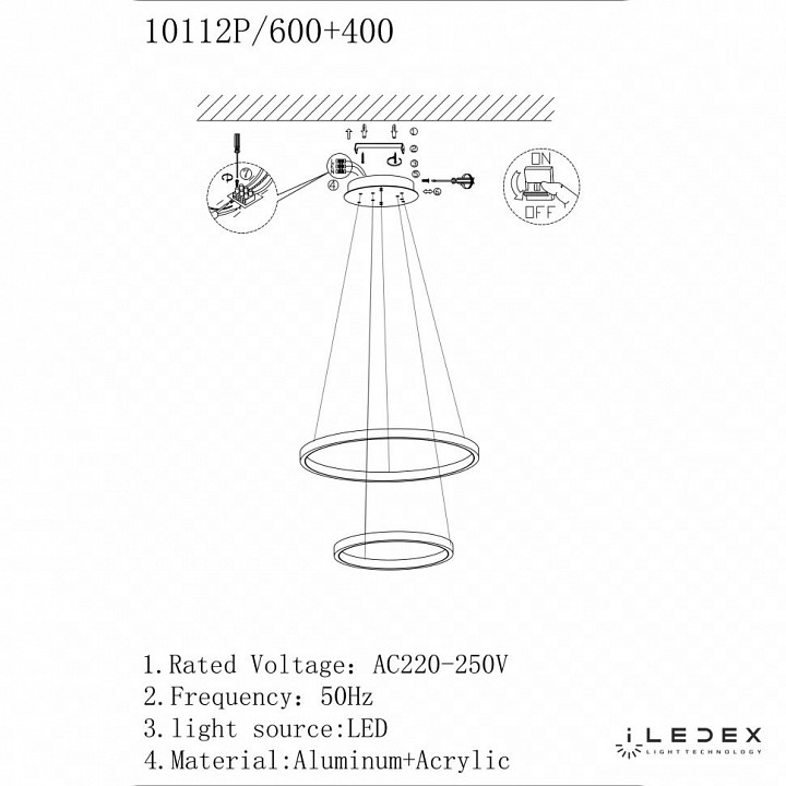 Подвесной светильник iledex axis 10112p/2-39w-3000k (6/4) br