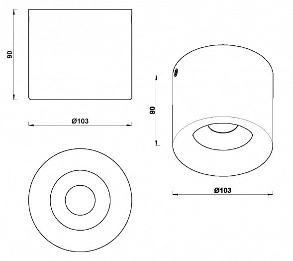 Накладной светильник iledex metrica 113-12w-d100-3000k-24dg-wh