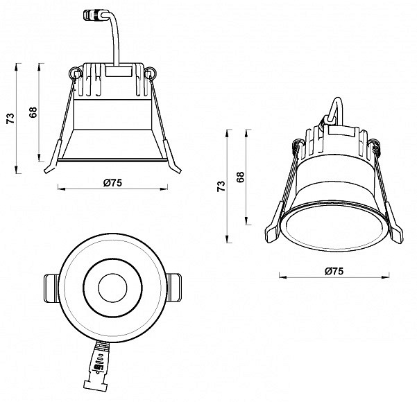 Встраиваемый светильник iledex mars 207-7w-d75-4000k-24dg-bk
