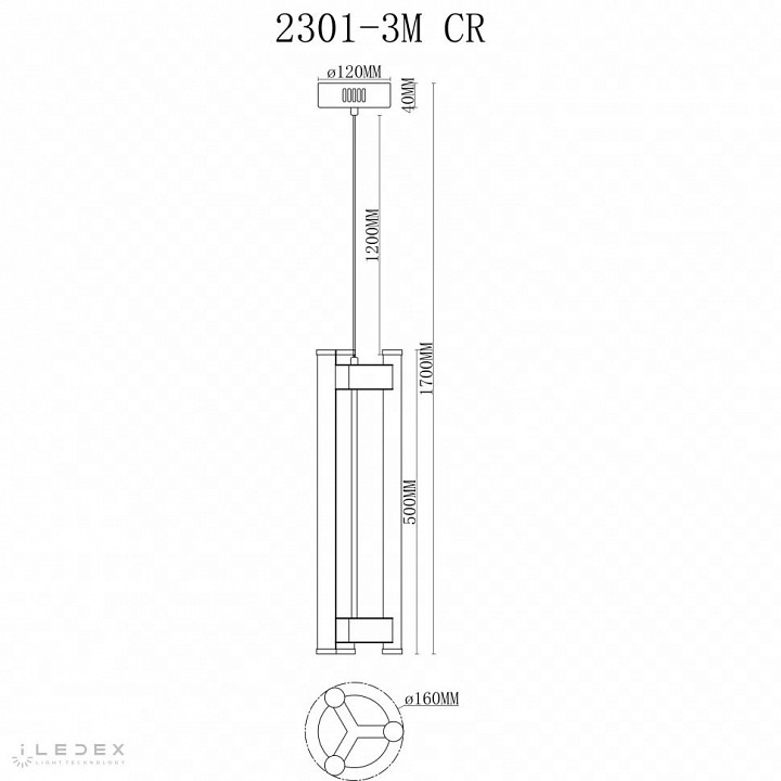 Подвесной светильник iledex rocks 2301-3m cr