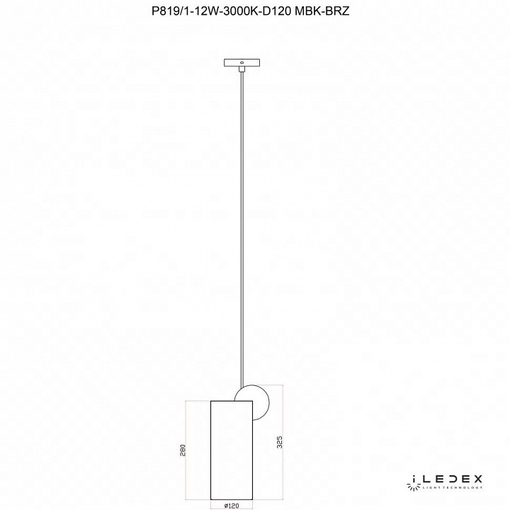 Подвесной светильник iledex play p819/1-12w-3000k-d120 mbk-brz